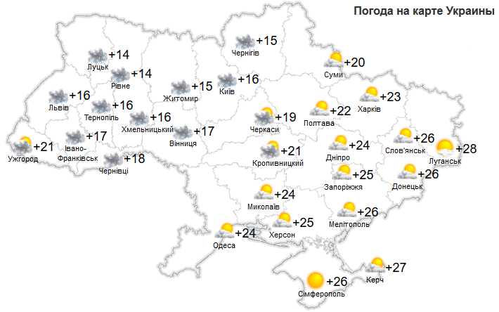 Карта погоды на украине